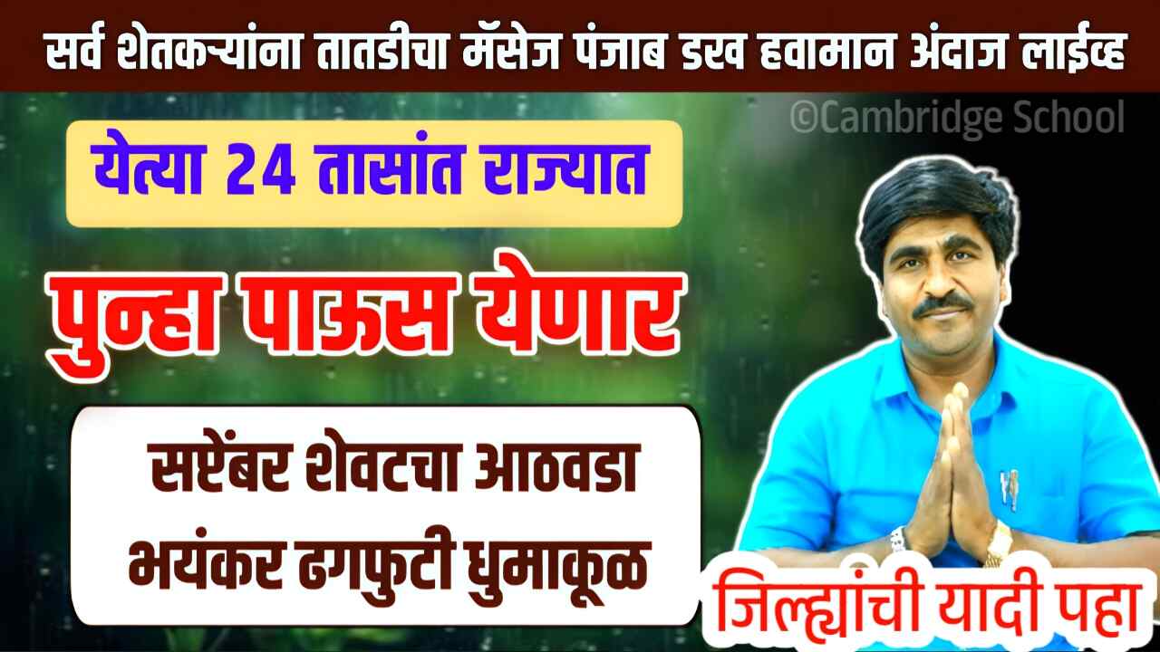 जिल्ह्यात अतिवृष्टीचा इशारा; तर या जिल्ह्यात पूर येणार Panjabrao Dakh Hawaman Andaj