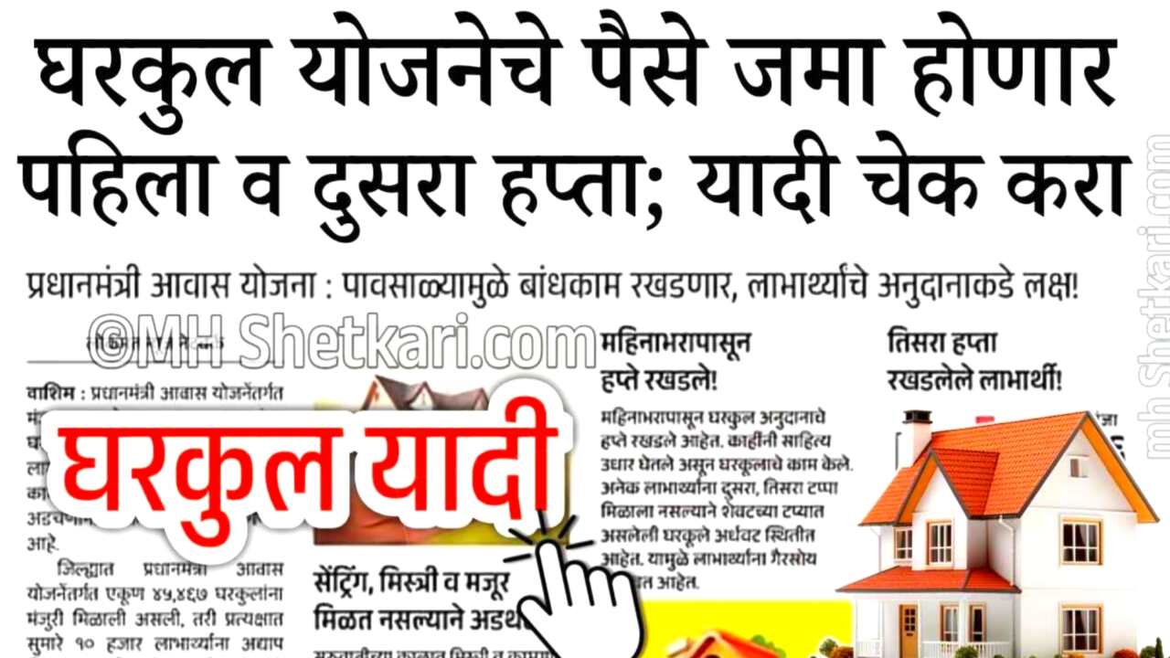 घरकुल योजना: पहिला आणि दुसरा हप्ता बँक खात्यावर जमा होण्यास सुरुवात; घरबसल्या यादी पहा; Gharkul Yojana Anudan List