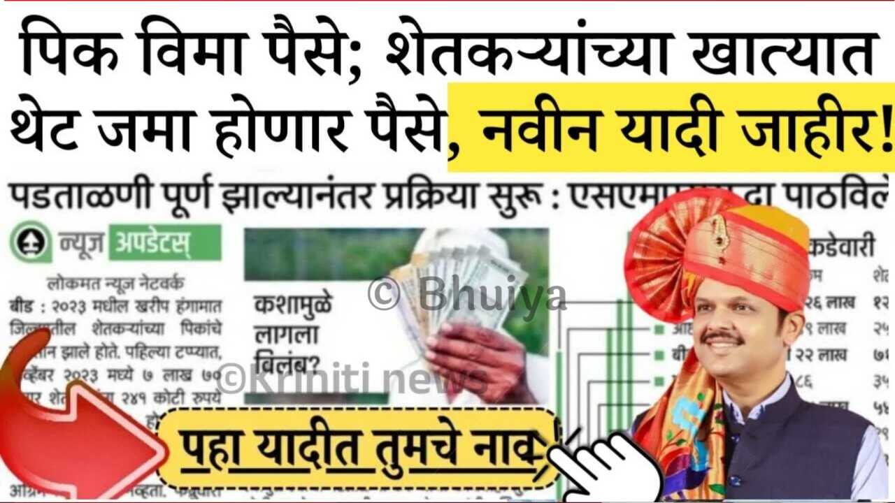 ९२१ कोटींचा पिक विमा थेट बँक खात्यात जमा! नवीन यादी जाहीर, तुमचे नाव चेक करा Crop Insurance List 2025